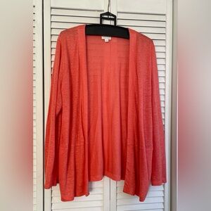 Never Worn NEW Without Tags J.Jill Open Front Linen Cardigan Orange/Red XL